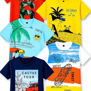 Boy's Cotton Printed Regular Fit T-Shirt(Pack of 5)